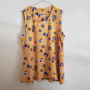 Anne Klein Yellow Floral Top XL NWT